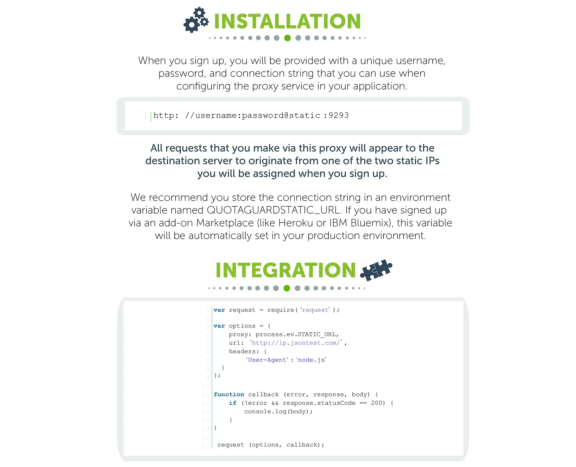 Simple Static IP Integrations